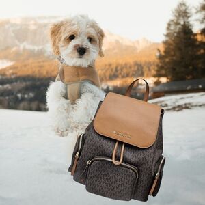 Michael Kors Abbey Signature Brown and Tan Backpack